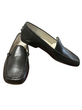 NIB AJ Valenci Black Leather Flats Sz 7.5 Driving Loafers Slip Ons Comfort Shoes